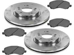 DIY Solutions - Front Semi Metallic Brake Pad And Rotor Kit - 5 Lug - Vented Rotors - 2007 - 2012 Dodge Caliber With Rear Drum Brakes - BFS00344