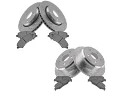 DIY Solutions - Front And Rear Ceramic Brake Pad And Cross Drilled And Slotted Rotor Kit - 5 Lug - Vented Front Rotors - Solid Rear Rotors - Performance Type - 2007 - 2018 Jeep Wrangler - BFS01847