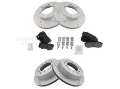 TRQ - Front And Rear Ceramic Brake Pad And Cross Drilled And Slotted Rotor Kit - 2003 - 2007 Toyota Sequoia - BKA12384