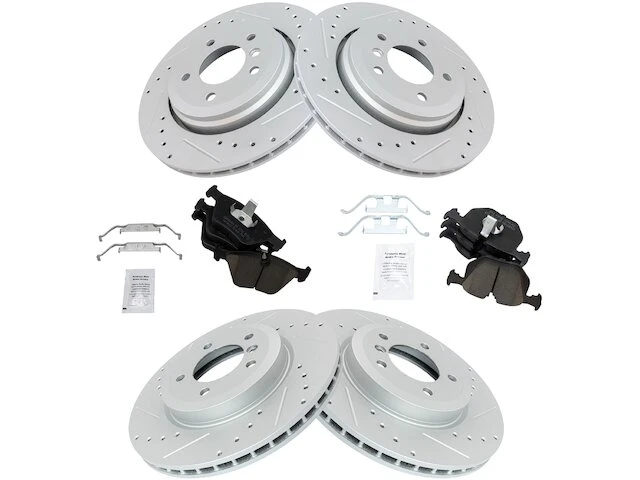 DIY Solutions - Front And Rear Ceramic Brake Pads And Cross Drilled And Slotted Rotor Kit - 5 Lug - Performance Type - 2001 - 2005 BMW 330xi - BFS03026 1 DIY Solutions - Front And Rear Ceramic Brake Pads And Cross Drilled And Slotted Rotor Kit - 5 Lug - Performance Type - 2001 - 2005 BMW 330xi - BFS03026