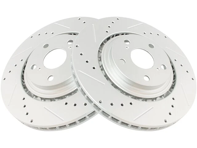 TRQ - Front Cross Drilled And Slotted Brake Rotor Set - 2011 - 2017 Toyota Sienna - BRA74928 2 TRQ - Front Cross Drilled And Slotted Brake Rotor Set - 2011 - 2017 Toyota Sienna - BRA74928 - Image 2