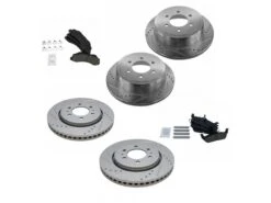 TRQ - Front And Rear Ceramic Brake Pad And Cross Drilled And Slotted Rotor Kit - 2010 - 2011 Ford F150 - BKA12441