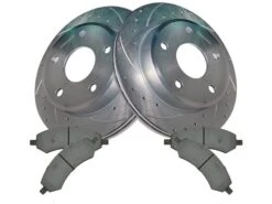 DIY Solutions - Front Ceramic Brake Pads And Cross Drilled And Slotted Rotor Kit - 2005 - 2010 Dodge Dakota - BFS01871