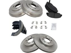 TRQ - Front And Rear Semi Metallic Brake Pad Rotor Shoe Drum Kit - 2001 - 2005 Honda Civic - BKA11960