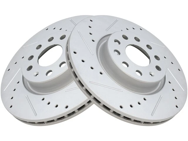 TRQ - Front Cross Drilled And Slotted Brake Rotor - Set Of 2 - Performance Type - Vented Rotors - Premium G-Coated - 2006 - 2010, 2012 - 2018 Volkswagen Passat Turbocharged - BRA74749 2 TRQ - Front Cross Drilled And Slotted Brake Rotor - Set Of 2 - Performance Type - Vented Rotors - Premium G-Coated - 2006 - 2010, 2012 - 2018 Volkswagen Passat Turbocharged - BRA74749 - Image 2