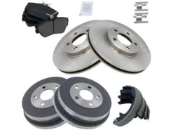 TRQ - Front And Rear Ceramic Brake Pad Rotor Shoe Drum Kit - 2001 - 2007 Ford Taurus - BKA11961