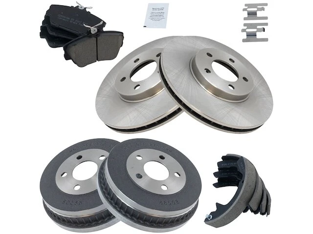 TRQ - Front And Rear Ceramic Brake Pad Rotor Shoe Drum Kit - 2001 - 2007 Ford Taurus - BKA11961 1 TRQ - Front And Rear Ceramic Brake Pad Rotor Shoe Drum Kit - 2001 - 2007 Ford Taurus - BKA11961