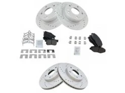 TRQ - Front And Rear Ceramic Brake Pad And Cross Drilled And Slotted Rotor Kit - 2003 - 2007 Honda Accord 2.4L - BKA12412