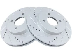 TRQ - Front Cross Drilled And Slotted Brake Rotor - Set Of 2 - 4 Lug - Vented Rotors - 2005 - 2010 Chevrolet Cobalt - BRA74773