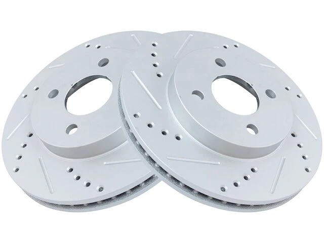 TRQ - Front Cross Drilled And Slotted Brake Rotor - Set Of 2 - 4 Lug - Vented Rotors - 2005 - 2010 Chevrolet Cobalt - BRA74773 1 TRQ - Front Cross Drilled And Slotted Brake Rotor - Set Of 2 - 4 Lug - Vented Rotors - 2005 - 2010 Chevrolet Cobalt - BRA74773