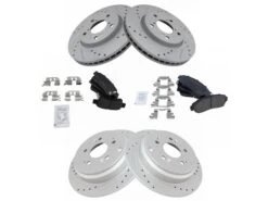 DIY Solutions - Front And Rear Ceramic Brake Pad And Cross Drilled And Slotted Rotor Kit - 5 Lug - 2005 - 2010 Honda Odyssey - BFS03135