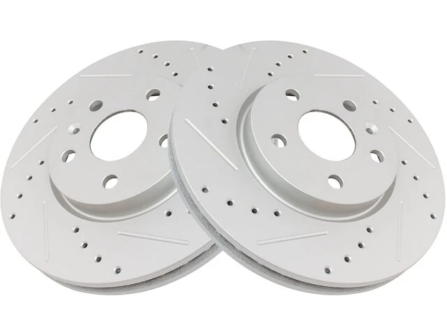 TRQ - Front Cross Drilled And Slotted Brake Rotor - Set Of 2 - Vented Rotors - 2010 - 2017 Chevrolet Equinox - BRA74807 2 TRQ - Front Cross Drilled And Slotted Brake Rotor - Set Of 2 - Vented Rotors - 2010 - 2017 Chevrolet Equinox - BRA74807 - Image 2