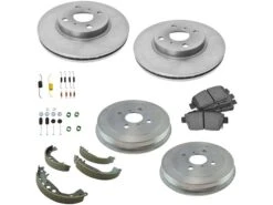 DIY Solutions - Front And Rear Ceramic Brake Pad Rotor Shoe Drum Kit - 4 Lug - Vented Front Rotors - 2004 - 2006 Scion XB - BFS01050