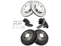 TRQ - Front And Rear Semi Metallic Brake Pads Rotor And Shoe Drum Kit - 5 Lug - Vented Front Rotors - 1997 - 2001 Honda CR-V - BKA11958