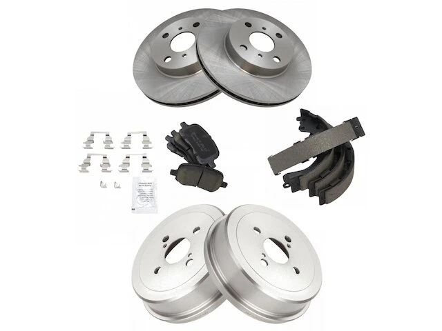TRQ - Front And Rear Ceramic Brake Pad Rotor Shoe Drum 6 Piece Kit - 1998 - 2002 Toyota Corolla - BKA11963 1 TRQ - Front And Rear Ceramic Brake Pad Rotor Shoe Drum 6 Piece Kit - 1998 - 2002 Toyota Corolla - BKA11963