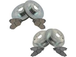 DIY Solutions - Front And Rear Ceramic Brake Pads And Cross Drilled And Slotted Rotor Kit - 5 Lug - 2008 - 2010 Subaru Impreza WRX 2.5L H4 Turbocharged - BFS01818