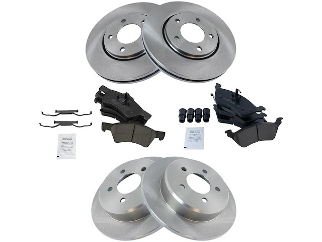 TRQ - Front And Rear Ceramic Brake Pad And Rotor Kit - 5 Lug - 2001 - 2007 Dodge Grand Caravan - BKA11374 1 TRQ - Front And Rear Ceramic Brake Pad And Rotor Kit - 5 Lug - 2001 - 2007 Dodge Grand Caravan - BKA11374