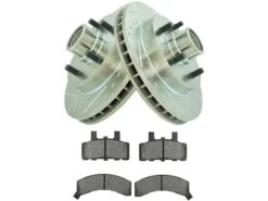 DIY Solutions - Front Ceramic Brake Pad And Cross Drilled And Slotted Rotor Kit - 5 Lug - Vented Rotors - Performance Type - 1995 - 1999 Chevrolet C1500 - BFS01912