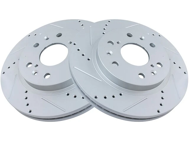TRQ - Front Cross Drilled And Slotted Brake Rotors - Set Of 2 - 6 Lug - Premium G-Coated - Vented Rotors - 2005 - 2018 Chevrolet Silverado 1500 - BRA74615 2 TRQ - Front Cross Drilled And Slotted Brake Rotors - Set Of 2 - 6 Lug - Premium G-Coated - Vented Rotors - 2005 - 2018 Chevrolet Silverado 1500 - BRA74615 - Image 2