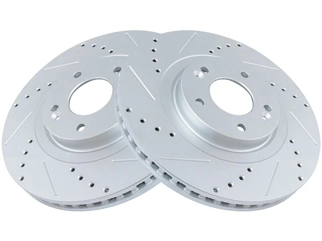 TRQ - Front Cross Drilled And Slotted Brake Rotor Set - Premium G-Coated - 5 Lug - Performance Type - 2013 - 2017 Hyundai Santa Fe Sport - BRA75008 1 TRQ - Front Cross Drilled And Slotted Brake Rotor Set - Premium G-Coated - 5 Lug - Performance Type - 2013 - 2017 Hyundai Santa Fe Sport - BRA75008