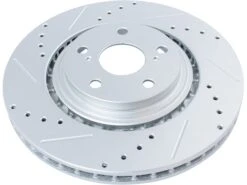 TRQ - Front Brake Cross Drilled And Slotted Rotor - Set Of 2 - 5 Lug - Front Vented Rotors - Premium G-Coated - 2008 - 2017 Toyota Highlander - BRA74928