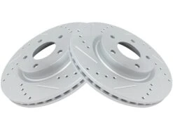 TRQ - Front Cross Drilled And Slotted Brake Rotor - Set Of 2 - Vented Rotors - 5 Lug - Premium G Coated - 2013 - 2018 Nissan Altima Sedan - BRA75021