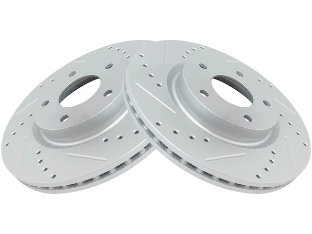 TRQ - Front Cross Drilled And Slotted Brake Rotor - Set Of 2 - Vented Rotors - 5 Lug - Premium G Coated - 2013 - 2018 Nissan Altima Sedan - BRA75021 1 TRQ - Front Cross Drilled And Slotted Brake Rotor - Set Of 2 - Vented Rotors - 5 Lug - Premium G Coated - 2013 - 2018 Nissan Altima Sedan - BRA75021