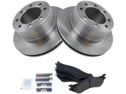 TRQ - Rear Semi Metallic Brake Pad And Rotor Kit - 8 Lug - 2003 - 2008 Dodge Ram 3500 - BKA10620