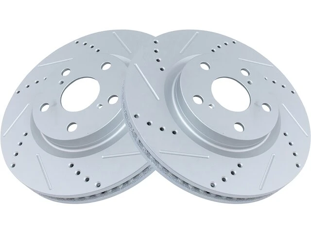 TRQ - Front Cross Drilled And Slotted Brake Rotor - Set Of 2 - 5 Lug - Premium G-Coated - Vented Rotors - 2007 - 2017 Toyota Camry - BRA74619 1 TRQ - Front Cross Drilled And Slotted Brake Rotor - Set Of 2 - 5 Lug - Premium G-Coated - Vented Rotors - 2007 - 2017 Toyota Camry - BRA74619