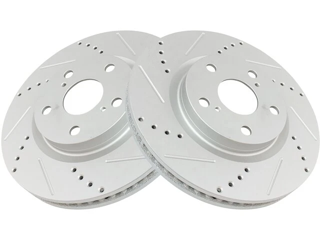 TRQ - Front Cross Drilled And Slotted Brake Rotor - Set Of 2 - 5 Lug - Premium G-Coated - Vented Rotors - 2007 - 2017 Toyota Camry - BRA74619 2 TRQ - Front Cross Drilled And Slotted Brake Rotor - Set Of 2 - 5 Lug - Premium G-Coated - Vented Rotors - 2007 - 2017 Toyota Camry - BRA74619 - Image 2