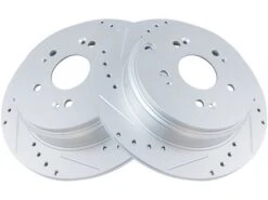 TRQ - Rear Cross Drilled And Slotted Brake Rotor - Set Of 2 - 5 Lug - Solid Rotors - Premium G-Coated - 2005 - 2016 Honda CR-V - BRA74924