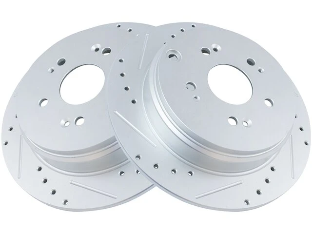 TRQ - Rear Cross Drilled And Slotted Brake Rotor - Set Of 2 - 5 Lug - Solid Rotors - Premium G-Coated - 2005 - 2016 Honda CR-V - BRA74924 1 TRQ - Rear Cross Drilled And Slotted Brake Rotor - Set Of 2 - 5 Lug - Solid Rotors - Premium G-Coated - 2005 - 2016 Honda CR-V - BRA74924